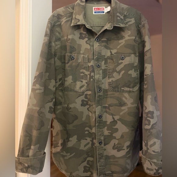 ALL-SON 100% Durable COTTON CAMO Jacket Shirt Long Sleeve Button Down - Picture 7 of 12